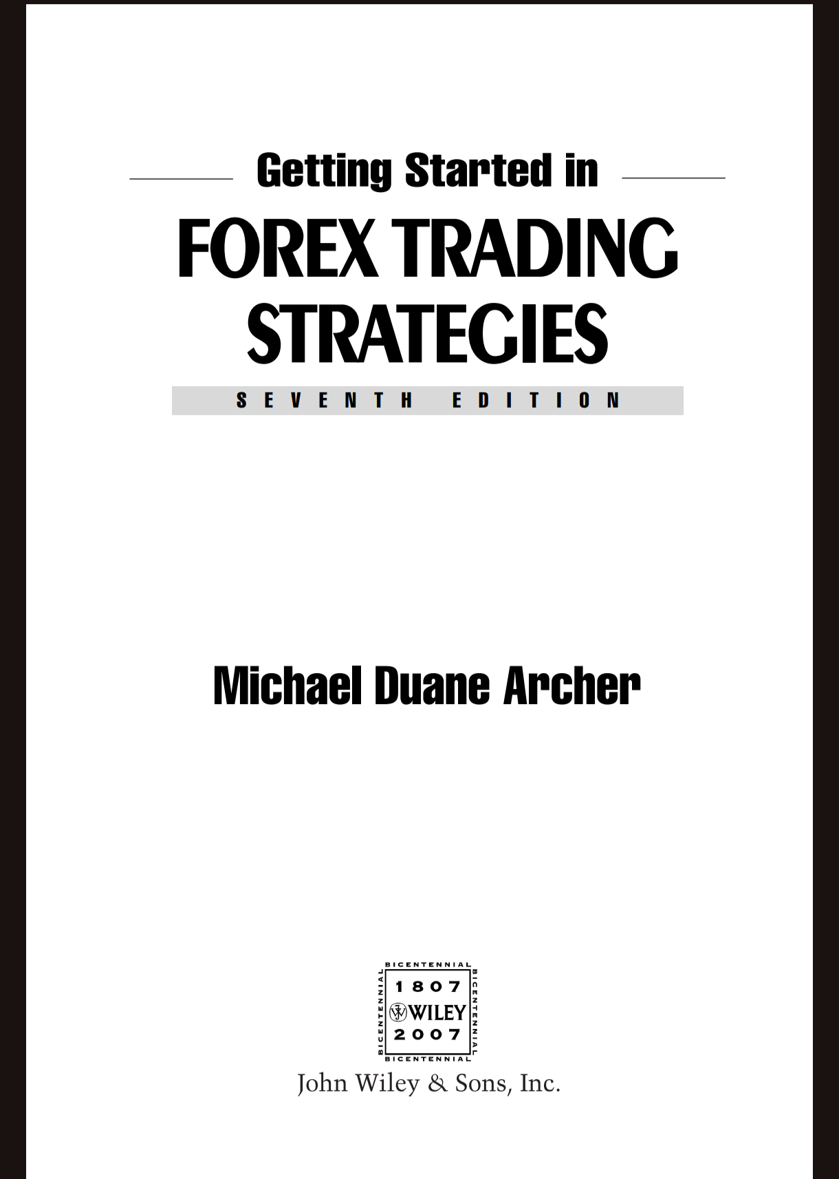 Getting Started in FOREX TRADING STRATECIES  SEVENTH EDITION Cover